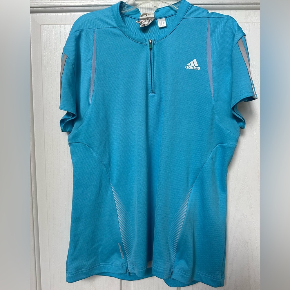 Adidas Blue Activewear Top with Half-Zip Tennis/Pickleball/Golf
